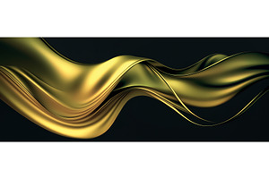 Flowing Golden Fabric Creates an, an Illustration by BazziBa♥