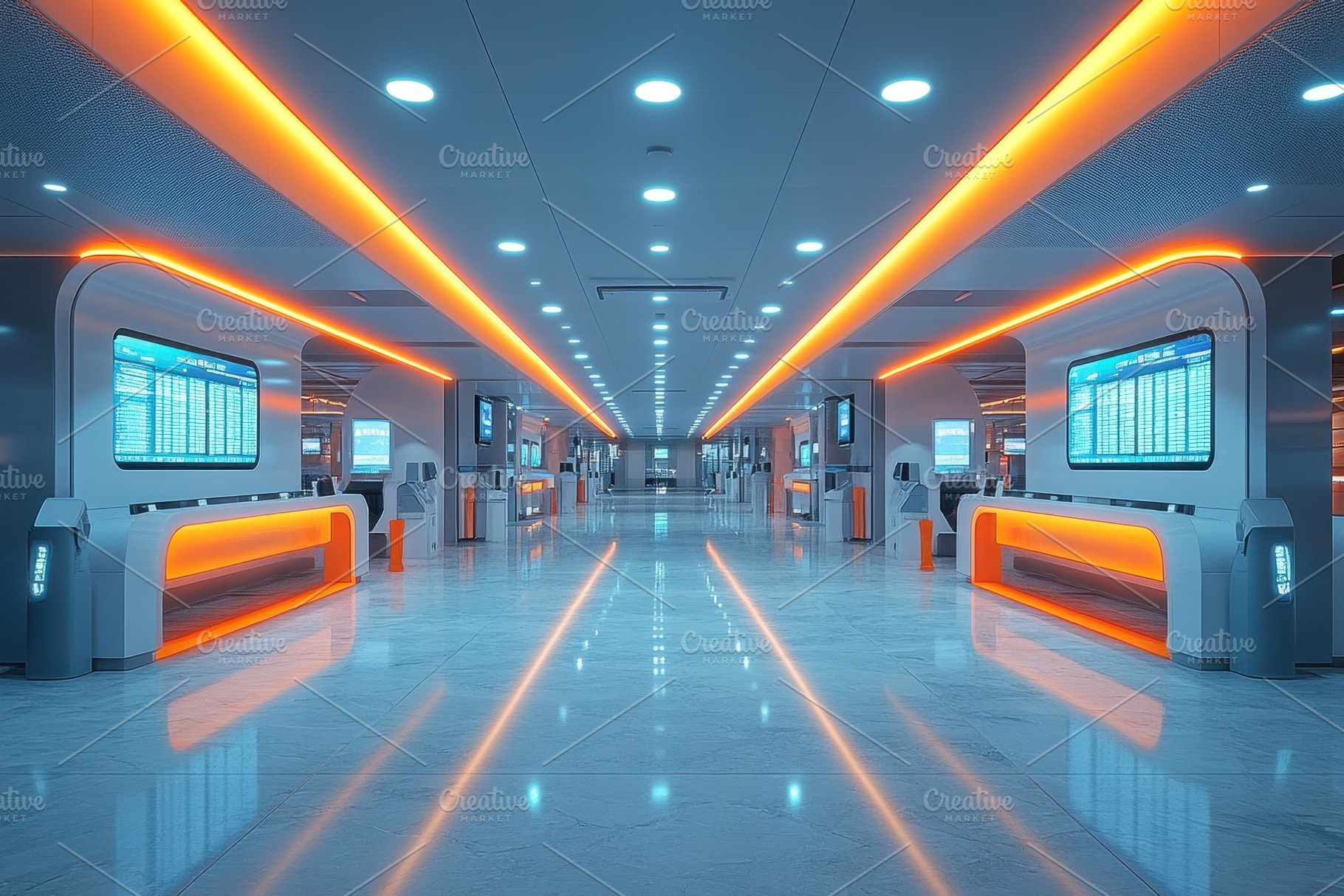 Modern airport terminal featuring br, a Photo by Tanuart