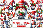 Cute Christmas Gnomes Watercolor PNG, an Illustration by RobertsArt (Thumbnail 1 of 5)