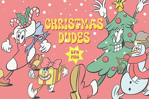 Retro groovy Christmas characters, an Illustration by Anastasiya Klempach