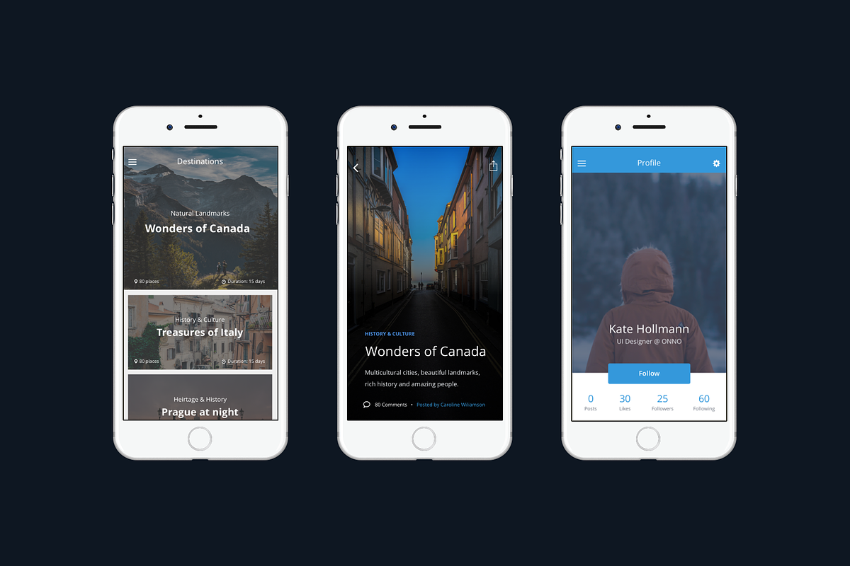 Minimal Travel App UI Kit (Sketch), a Templates & Theme by O N N O (Photo 7 of 7)