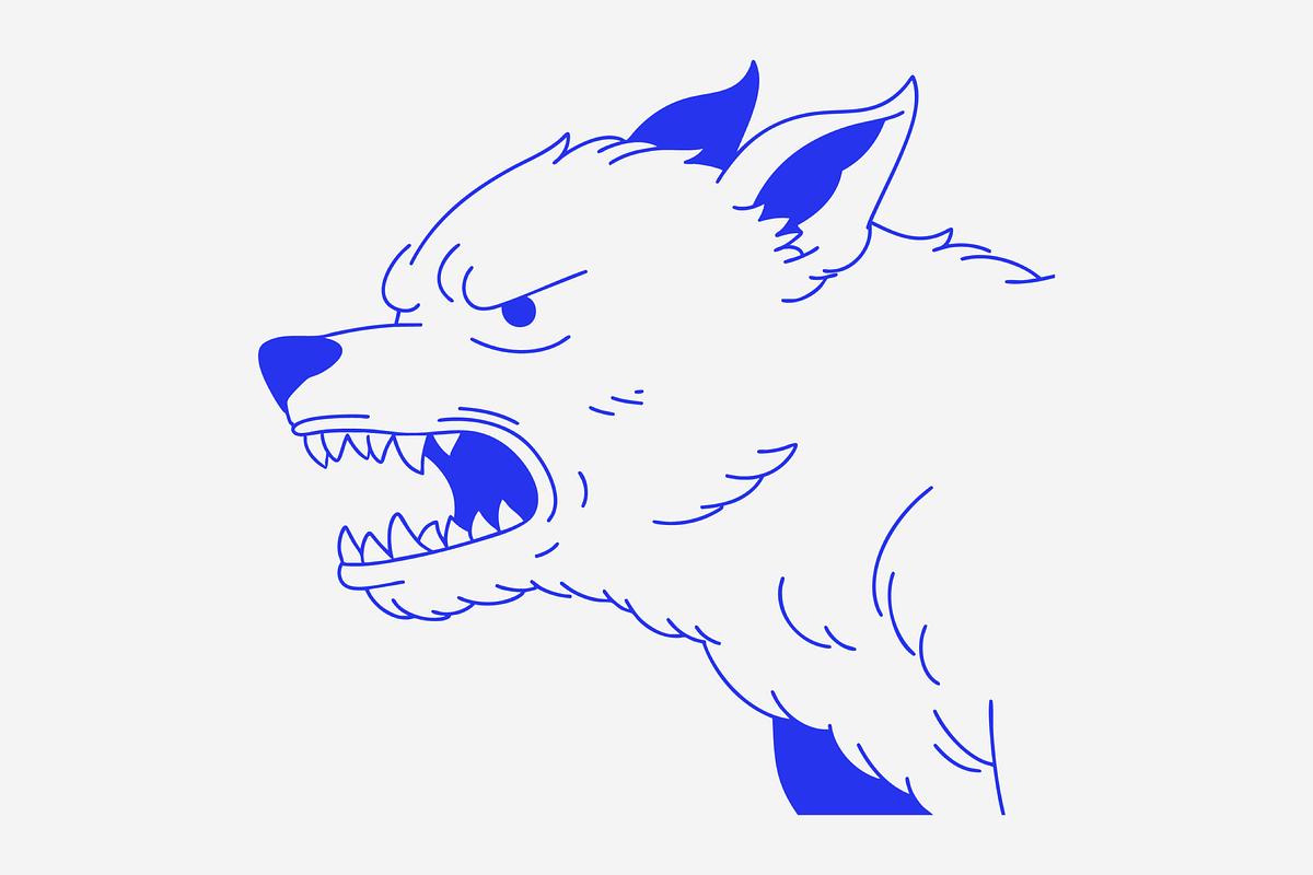 Fierce Snarling Wolf Illustration, an Animal Illustration by Danil Polshin