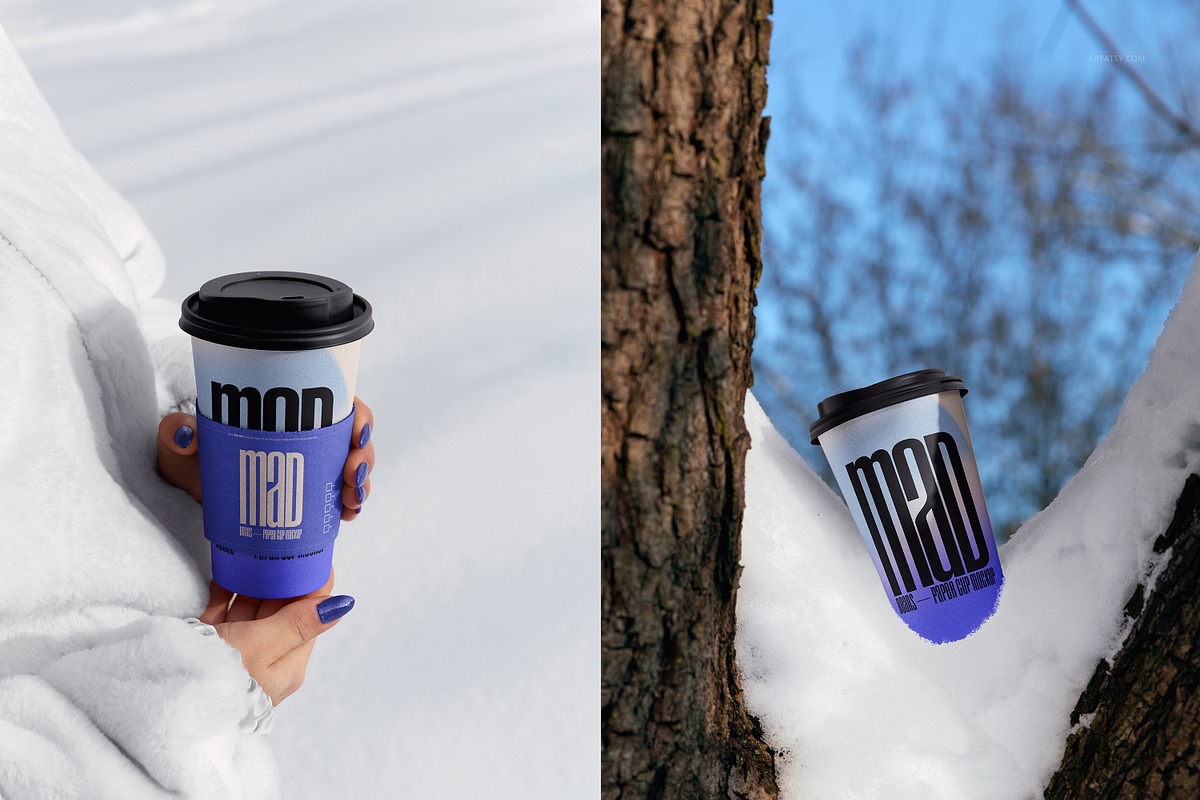 Winter Paper Cup Mockup Set v.1, a Cups & Container Mockup by creatsy5 (Photo 4 of 11)