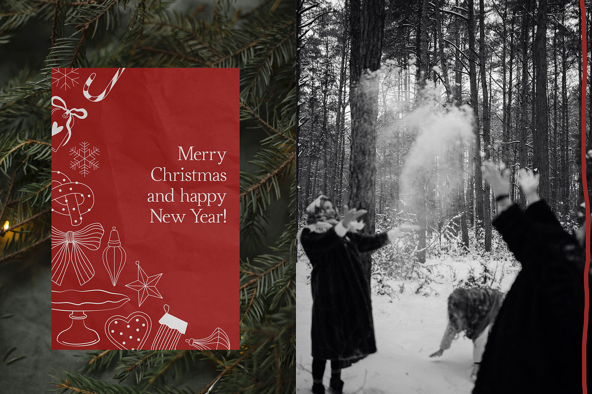 Merry & Red - Christmas line art, a Seasonal Illustration by Nataly_is_Drawing (Photo 3 of 11)