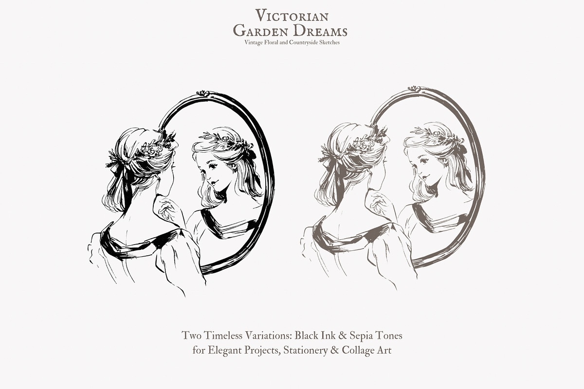 vintage clipart victorian sketch set, a Decorative Illustration by Patishop Art (Photo 2 of 10)