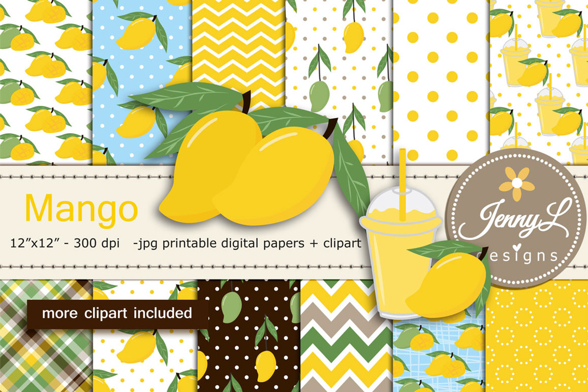 Mango Digital Paper & Clipart, a Graphic by JennyL Designs (Photo 1 of 5)