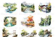 Watercolor Landscape River, Lake PNG, a Decorative Illustration by BrushstrokeArtGB (Thumbnail 3 of 9)