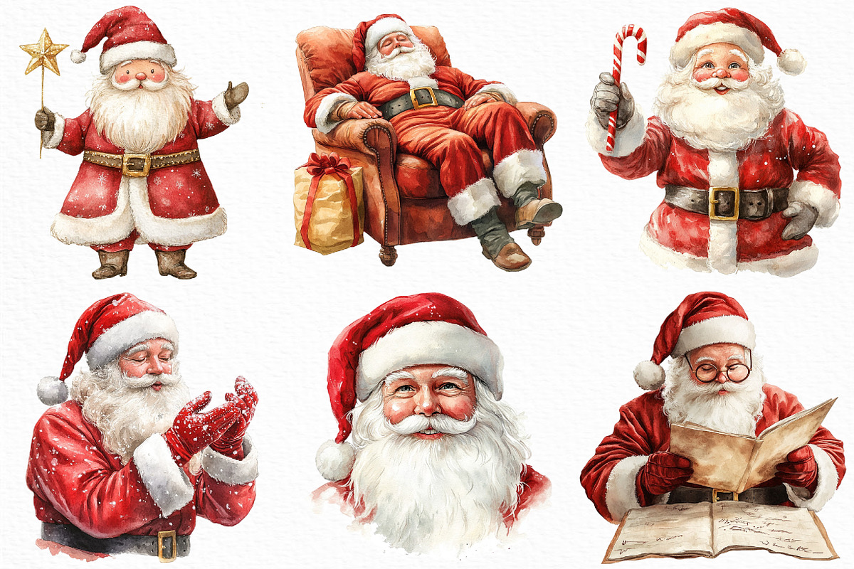 Watercolor Santa Claus Clipart, an Illustration by Craft Nest (Photo 5 of 6)
