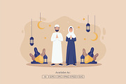 Happy Muslim Couple Eid Mubarak, an Illustration by Partikusi Design (Thumbnail 2 of 3)