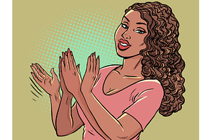 Pop Art Retro Woman clapping her, a Person Illustration by studiostoks