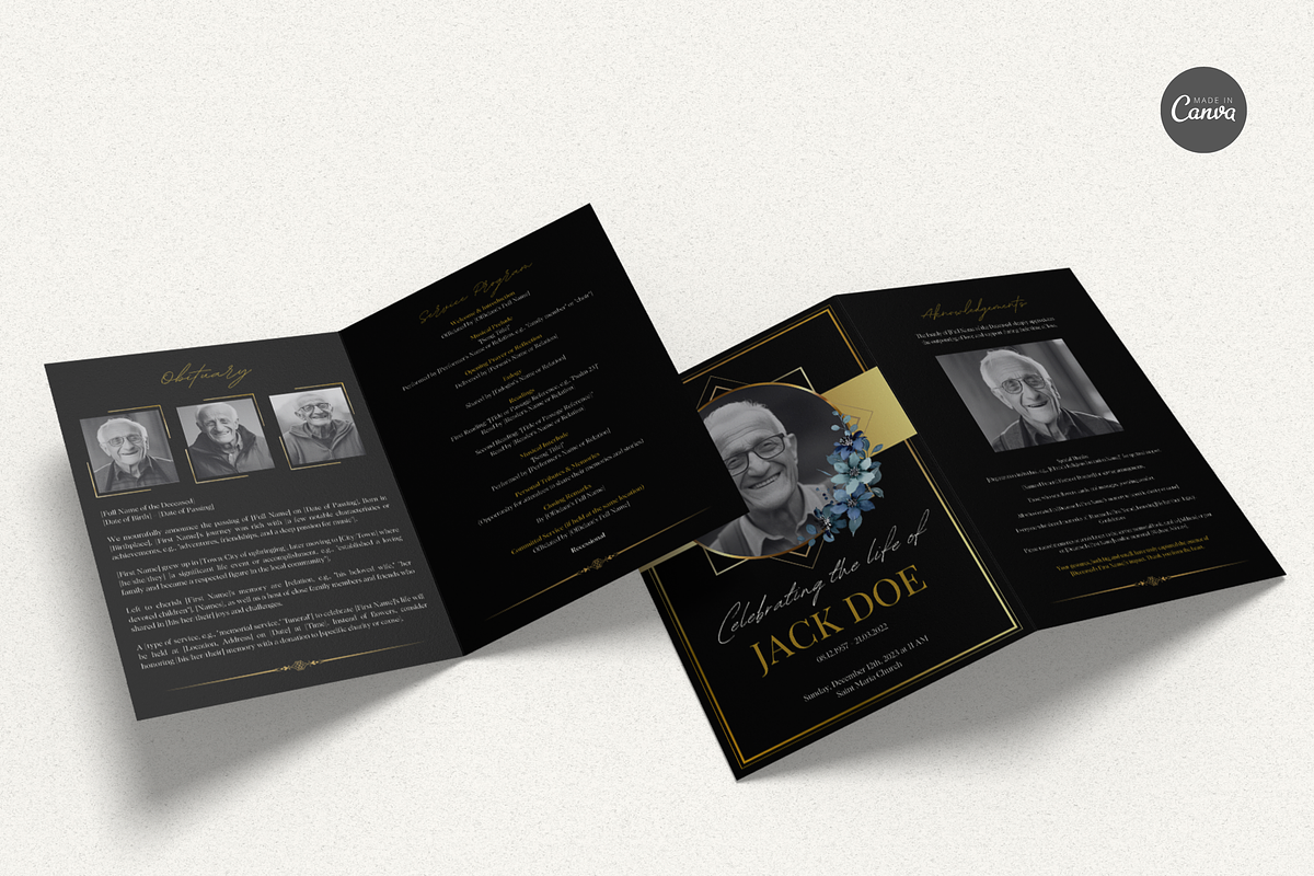 Funeral Program Template Set I Canva, an Invitation Template by The Social Stuff (Photo 3 of 9)