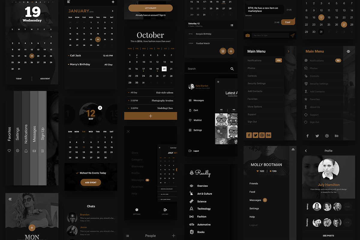 Gold & Coal - UI Kit, an UI Kit Template by Studio Dusk (Photo 11 of 15)
