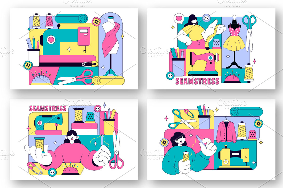 10 Seamstress Vector Illustration, a Person Illustration by denayunebgt (Photo 3 of 4)