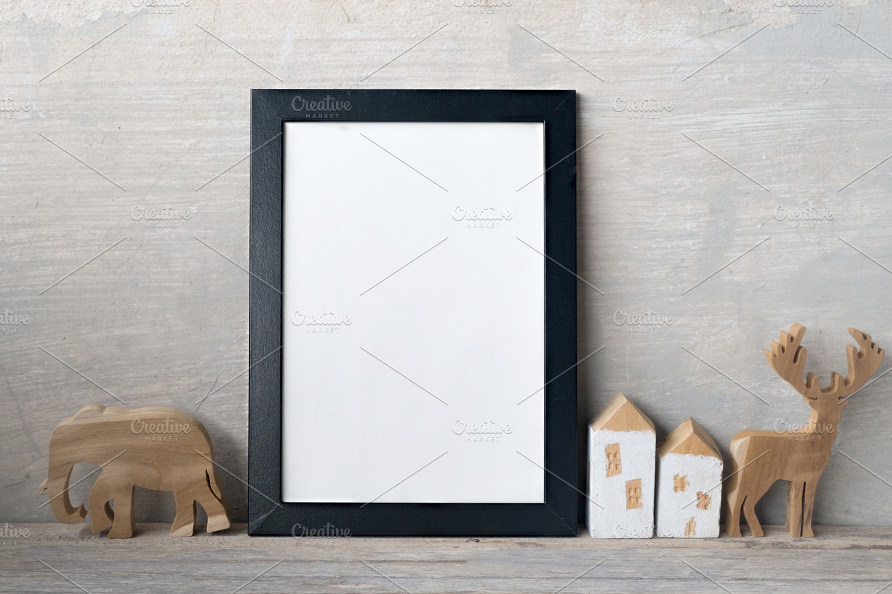Blank frame poster on wall featuring advertising, apartment, and art, a Business Photo by ptystockphoto