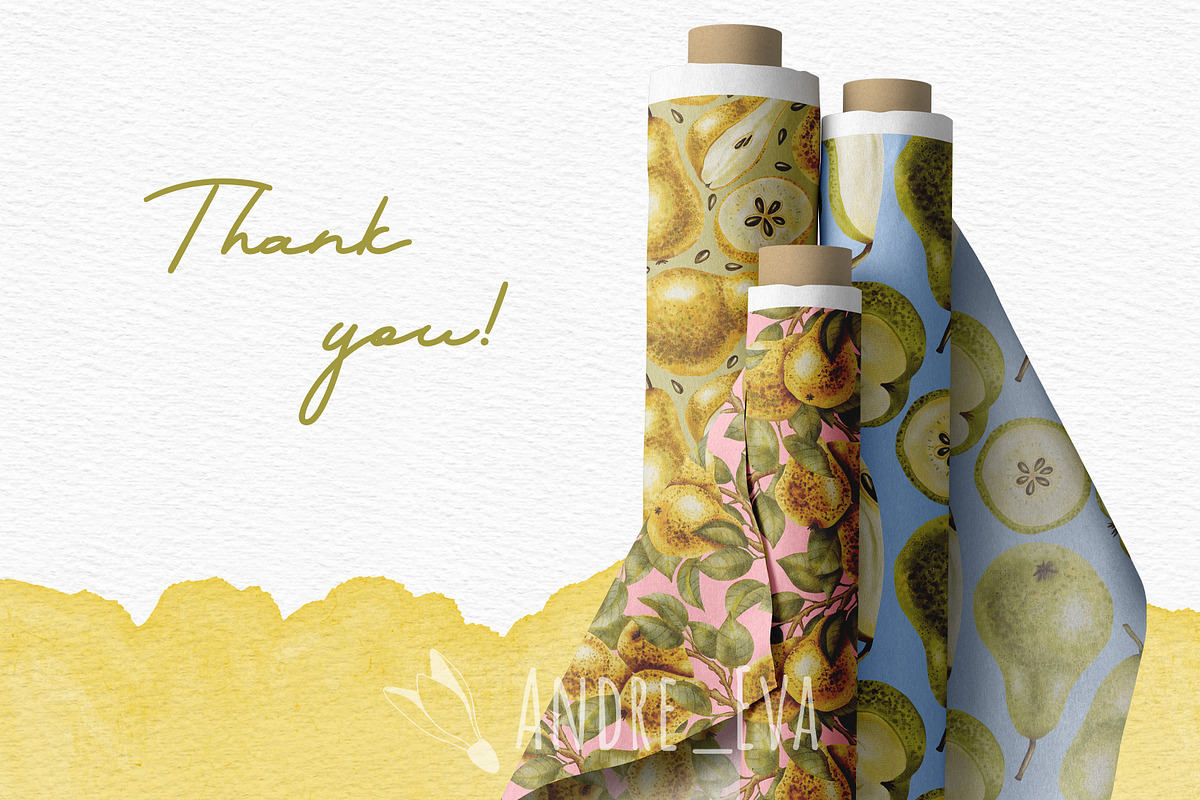 Watercolor Pears Clipart/Pattern, an Illustration by Andre_Eva (Photo 10 of 10)