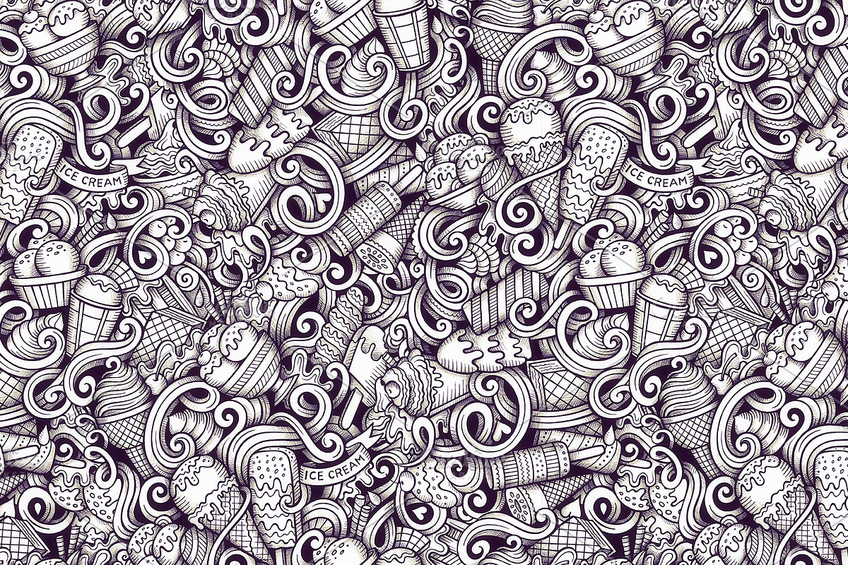 Ice Cream Graphics Doodle Patterns, a Pattern Graphic by BALABOLKA (Photo 5 of 6)