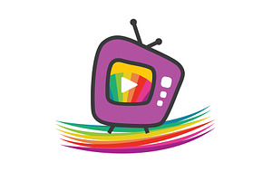 Cartoon rainbow TV logo, an Illustration by LogosDen