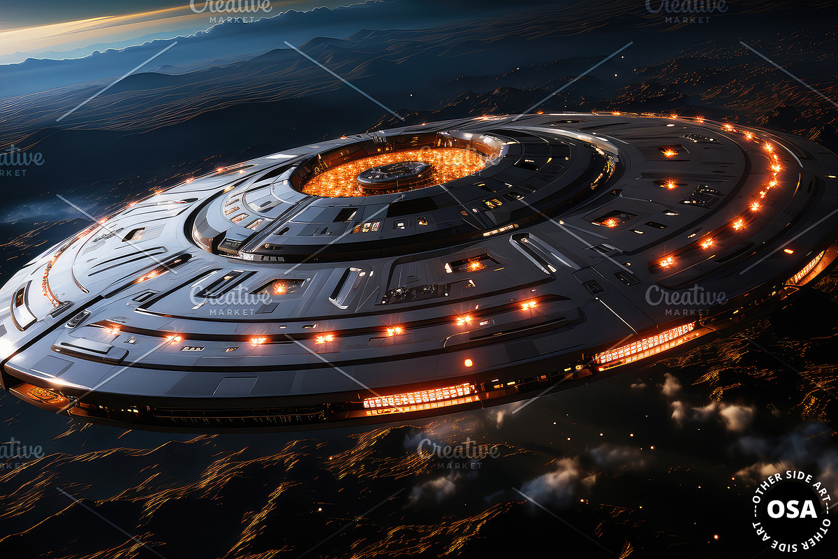 Saucer-Shaped Extraterrestrial UFO, a Technology Illustration by Other Side Art (Photo 3 of 8)