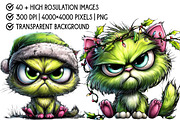 Christmas Grumpy Cat Clipart, an Illustration by Pixels.Craft (Thumbnail 3 of 6)