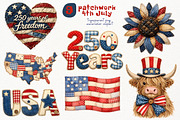 Patchwork 4th July 250 Years PNG, a Decorative Illustration by Nicolle's Colorful Art (Thumbnail 1 of 4)