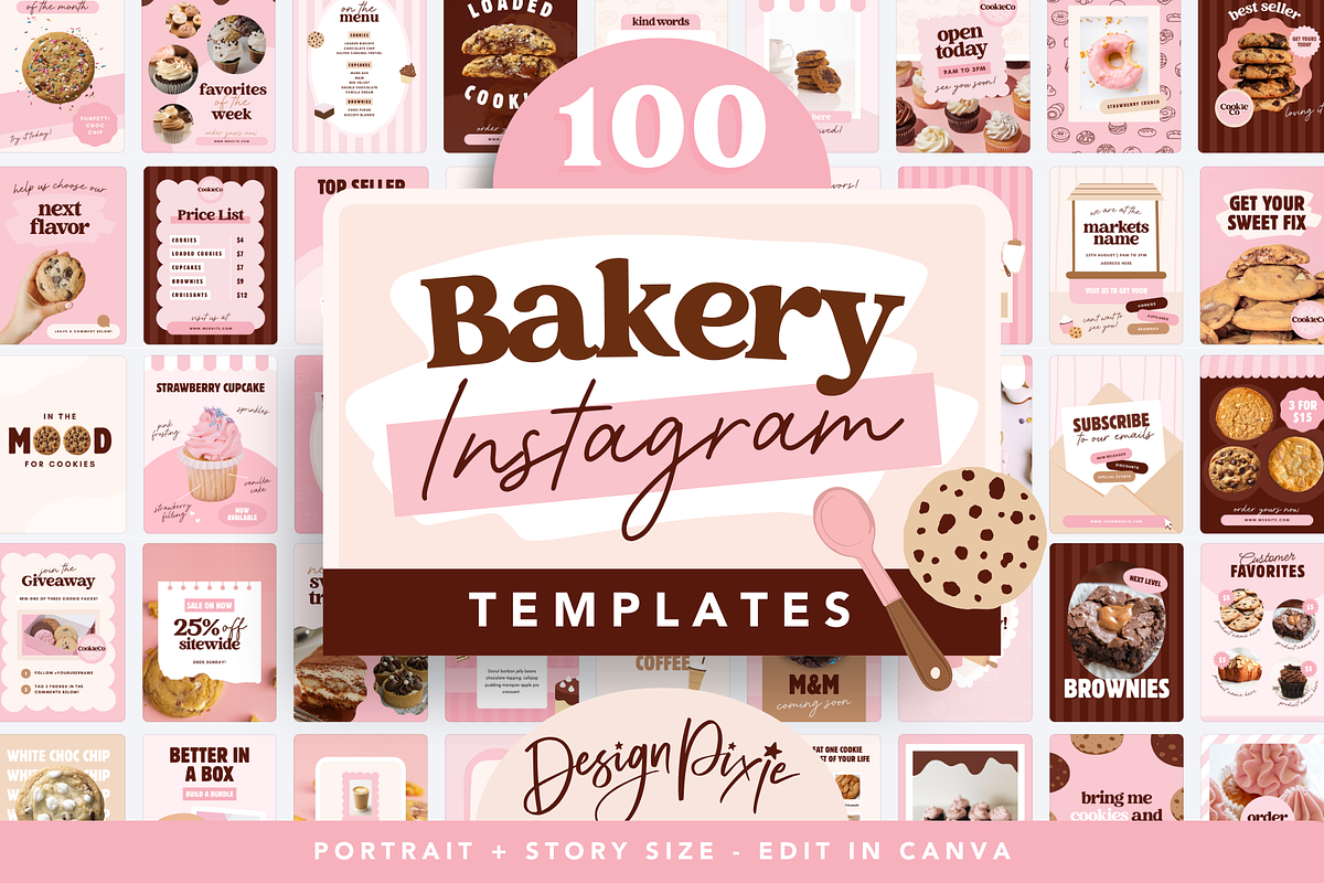 Bakery Instagram Templates Canva, a Social Media Template by Design Pixie (Photo 1 of 7)