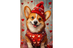 Corgi Valentine Pet Lovers Wall Art, an Animal Illustration by Art Paradise Studios