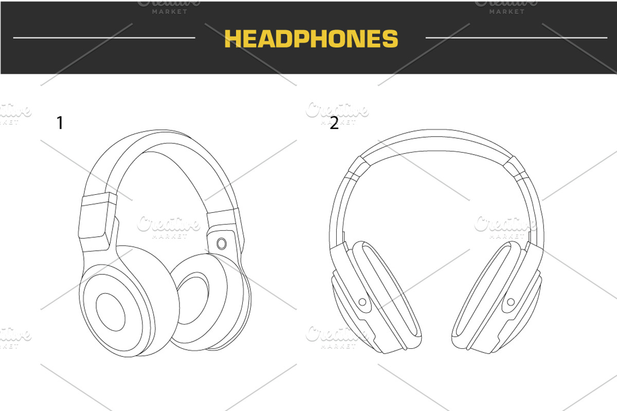 10 Headphones Illustrations, an Object Illustration by Cartoon Lab (Photo 2 of 6)