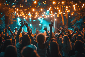 Energetic Crowd at a Concert Celebra, a Photo by Iftikhar Alam