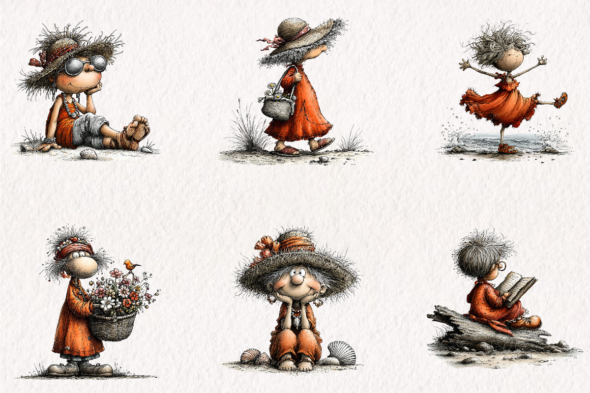 Summer Beach Grandma Clipart, a Seasonal Illustration by CreationArt (Photo 2 of 5)
