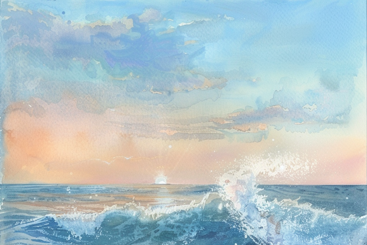 Watercolor Ocean, a Background Graphic by Printable Treasure (Photo 2 of 13)