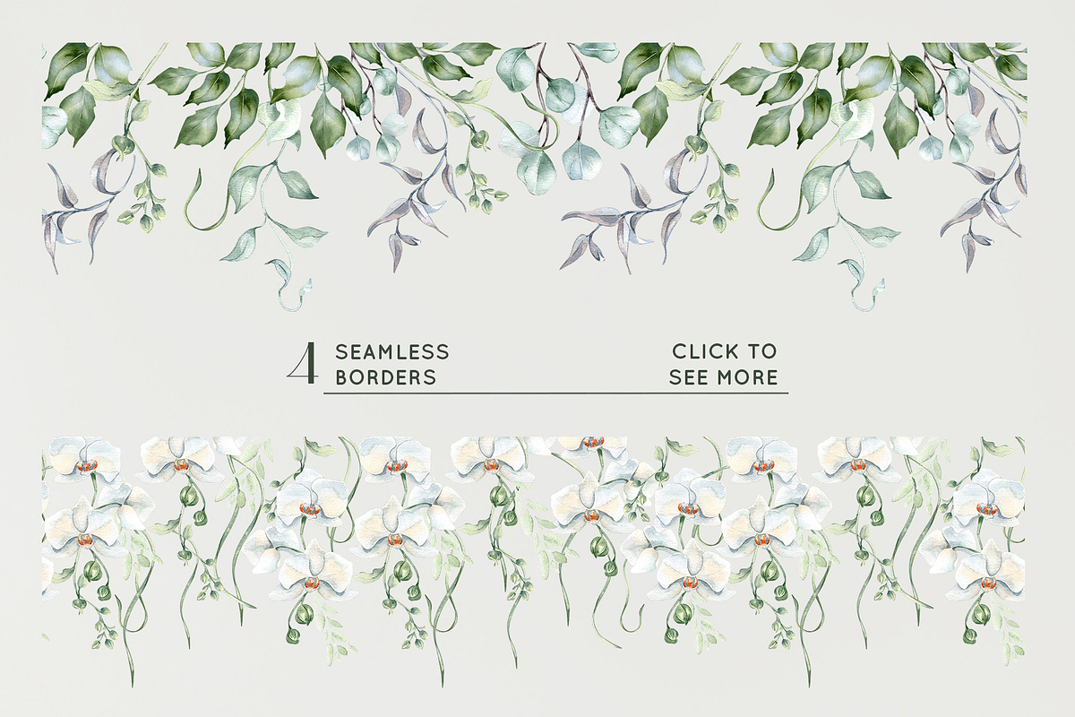 White flowers greenery watercolor, an Illustration by Kate Lanbina (Photo 9 of 16)
