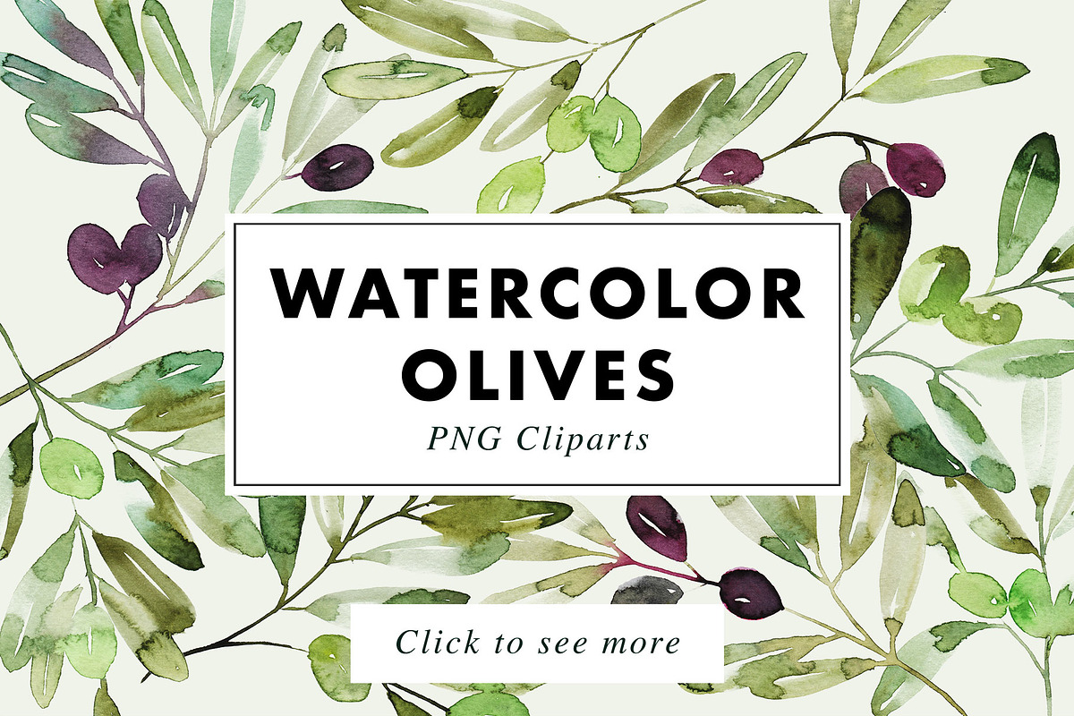 12 Watercolor Olive Branches, an Illustration by Heartmade by Claudia (Photo 1 of 3)