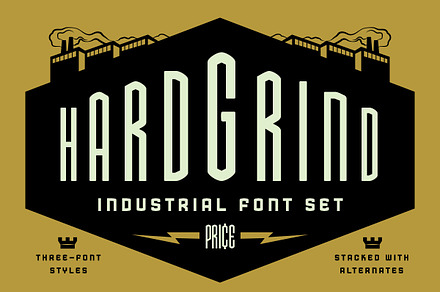 Hard Grind Industrial Font Set
