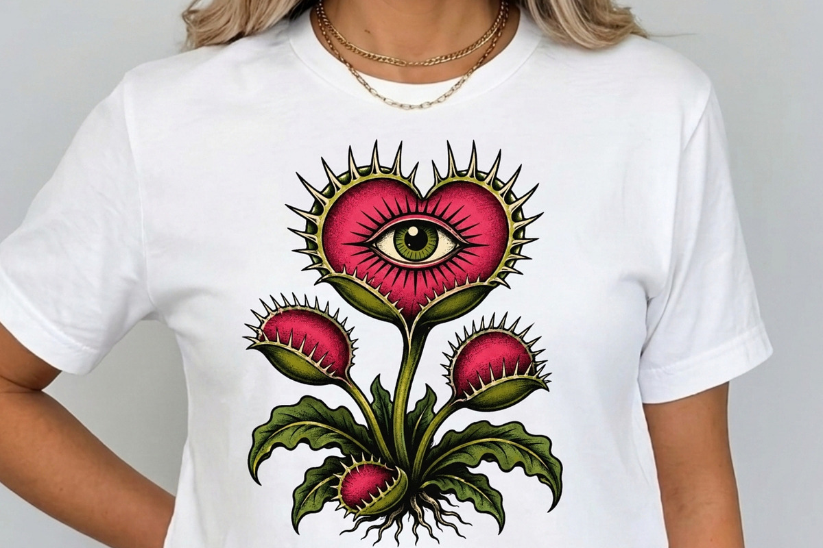Retro Tattoo Venus Flytrap Clipart, a Seasonal Illustration by Tanya Kart (Photo 5 of 8)