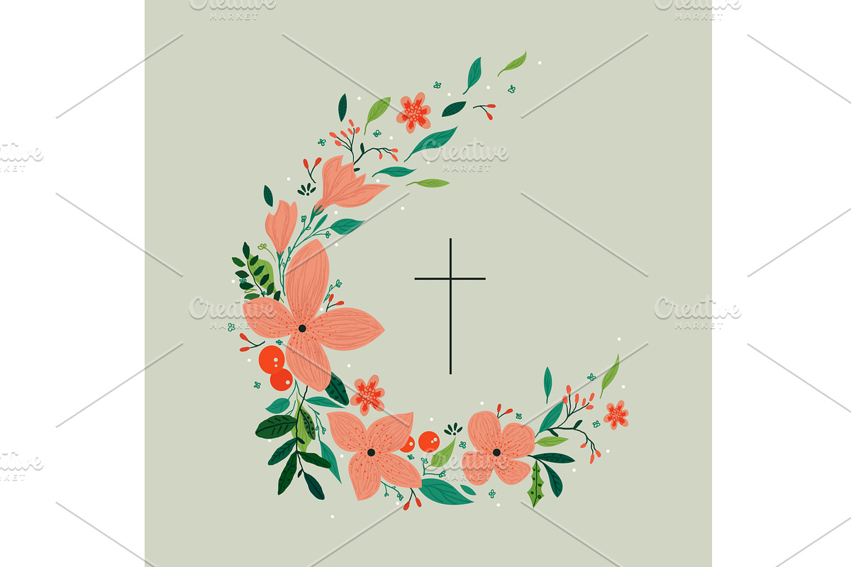 Vector drawing, Christian cross with, an Illustration by Mila Di Art