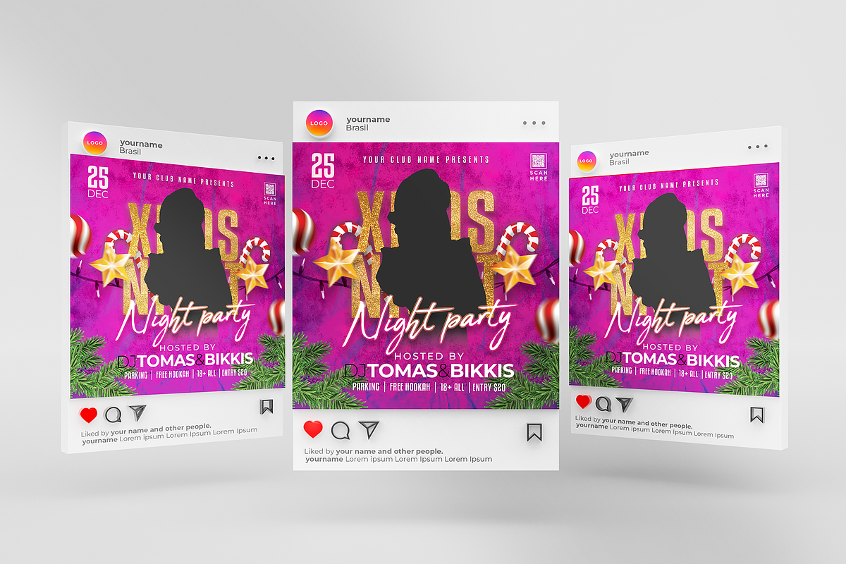 Christmas Party Flyer (Editable), a Flyer Template by Creativpixl (Photo 2 of 4)