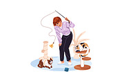 Happy people with cute pets set, an Animal Illustration by PaperTrident (Thumbnail 8 of 9)