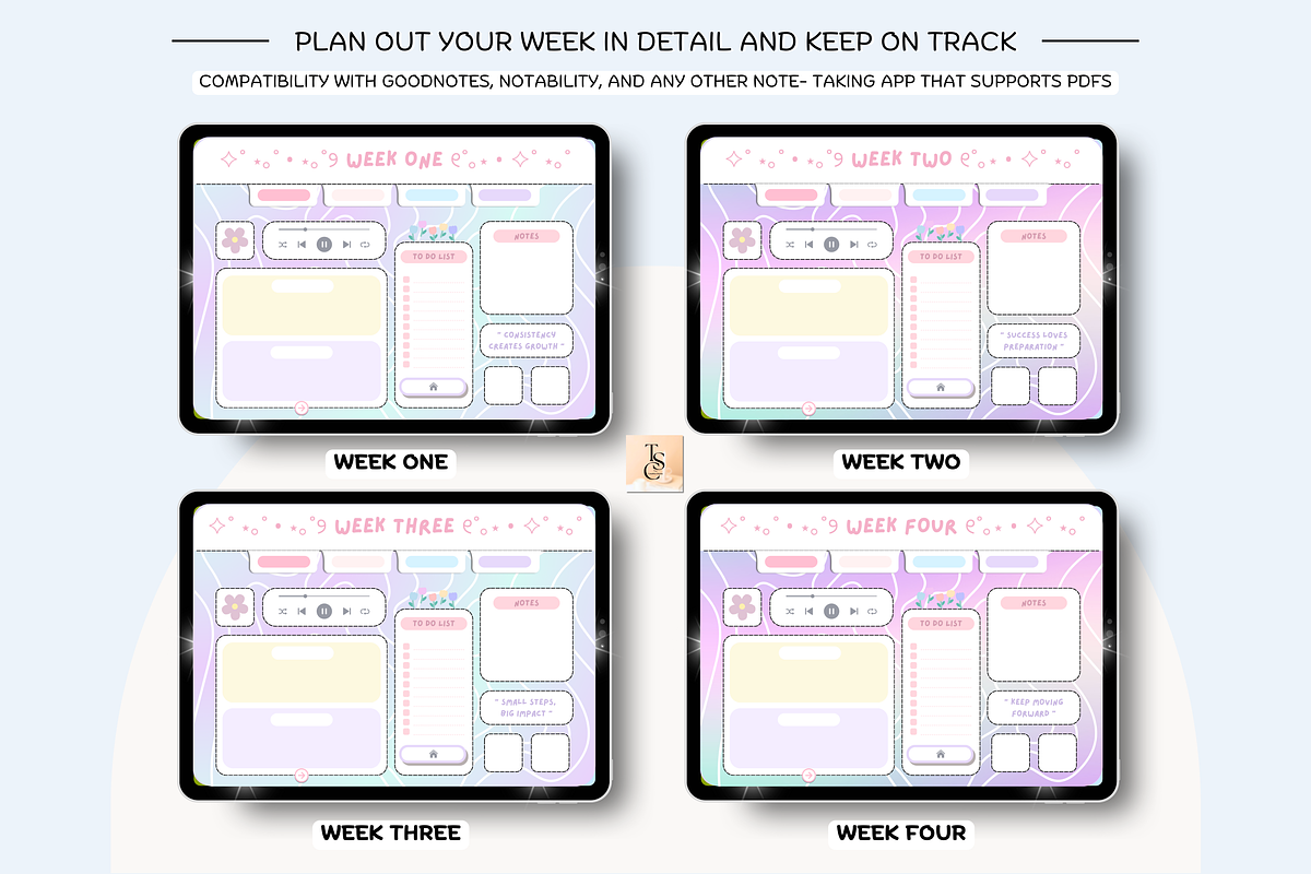 Cute Pastel Pink Digital Planner preview 8