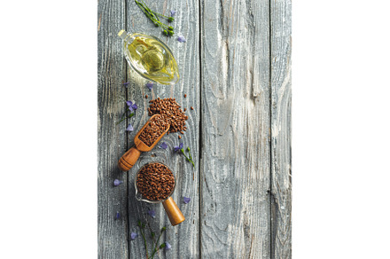 Flax seeds and flaxseed oil, copy, a Food & Drink Photo by Fascinadora