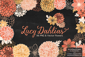 Peach Dahlia Flower Vector Clipart