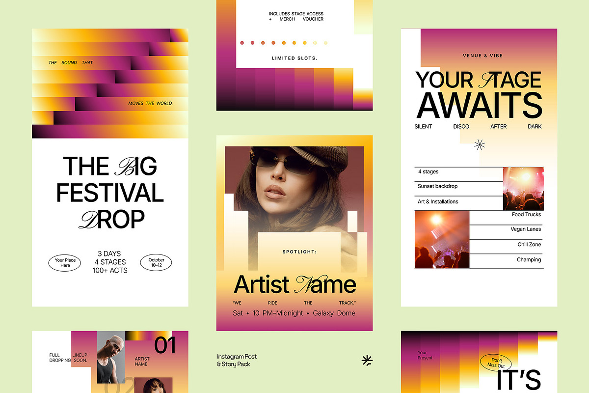 Music Festival Instagram Pack, a Social Media Template by fakhroo (Photo 4 of 5)
