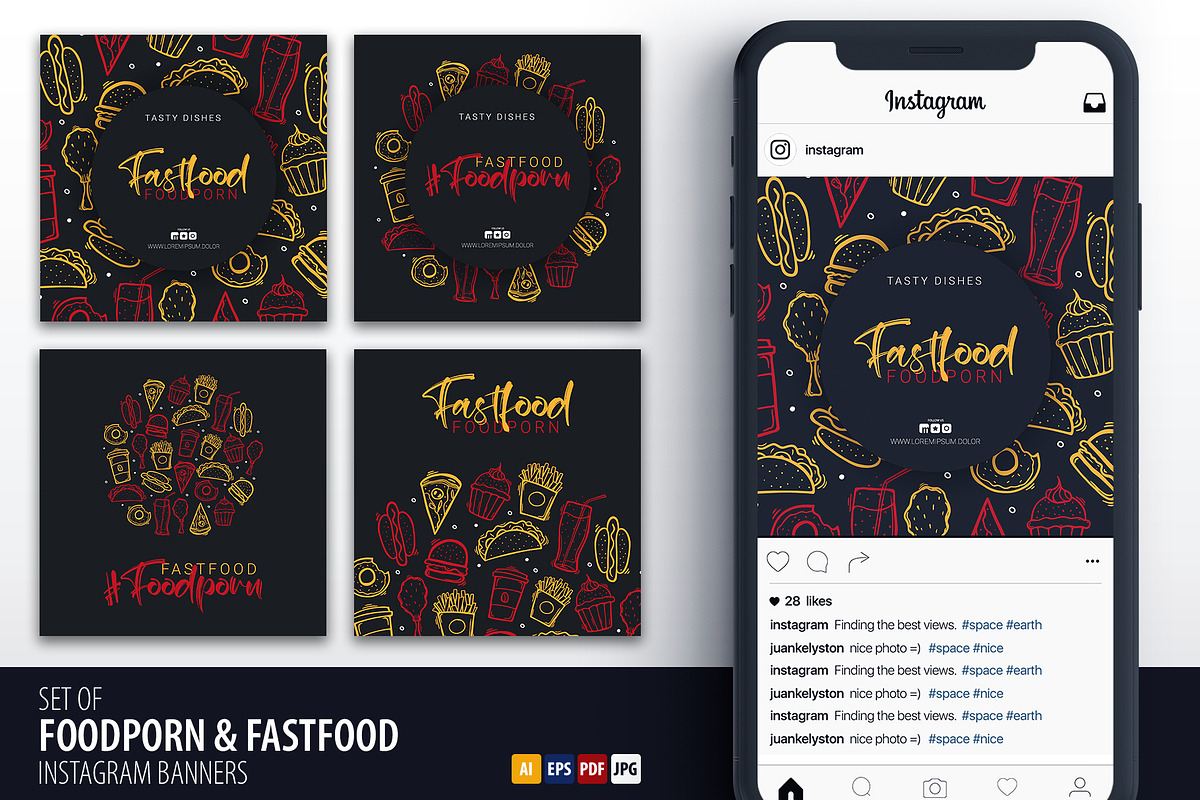 Foodporn or Fastfood banners, a Social Media Template by Leo Edition (Photo 1 of 4)