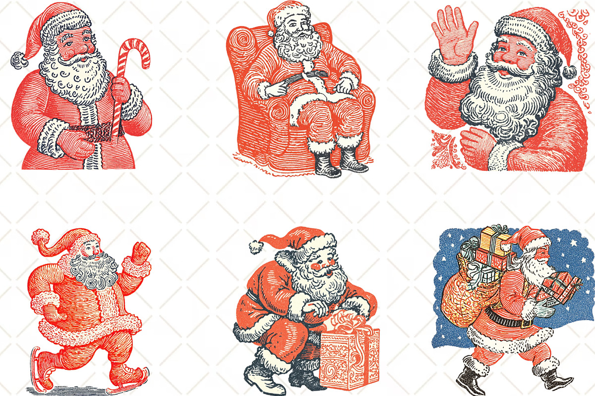 Hand Drawn Santa Christmas Clipart, an Illustration by Black Bird Studio (Photo 4 of 6)