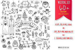 60+ Hand drawn Wedding Elements!