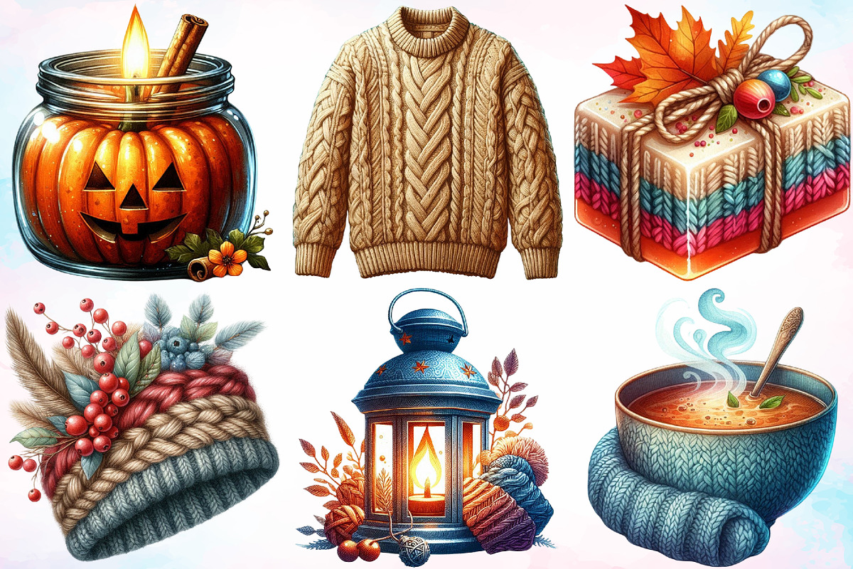 Sweater Weather Elements Clipart, a Seasonal Illustration by Canvas Craft (Photo 2 of 6)