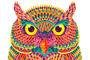 Hand-drawn colorful owl., an Animal Illustration by LisaKolbasa (Thumbnail 1 of 2)