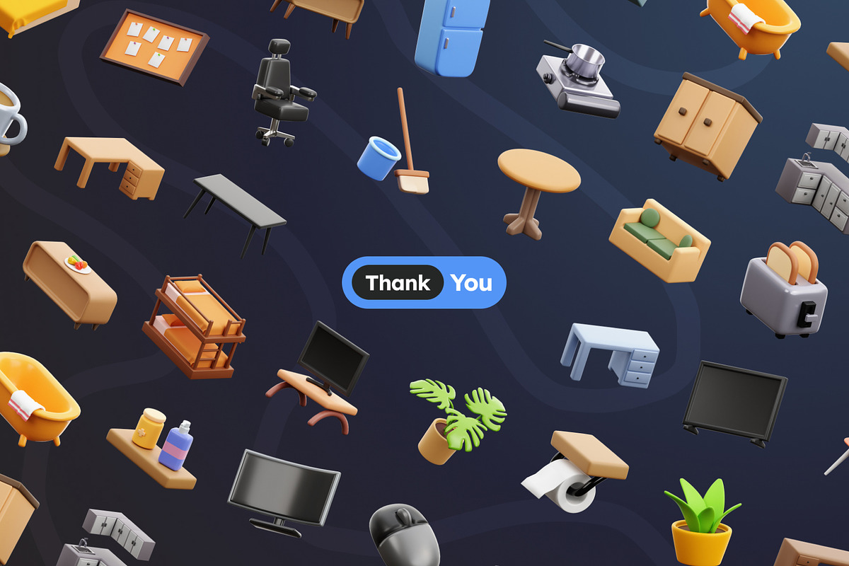 Furniture & Electronics 3D Icons, a Furniture 3D Model by Rakata Studio (Photo 6 of 7)