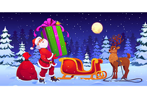 Santa Claus with big gift box