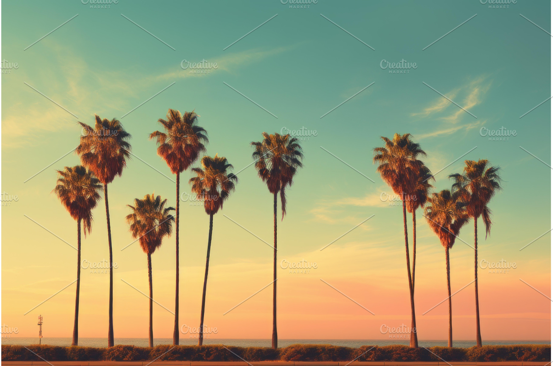 Chic Palm beach retro style, a Nature Photo by Ylivdesign