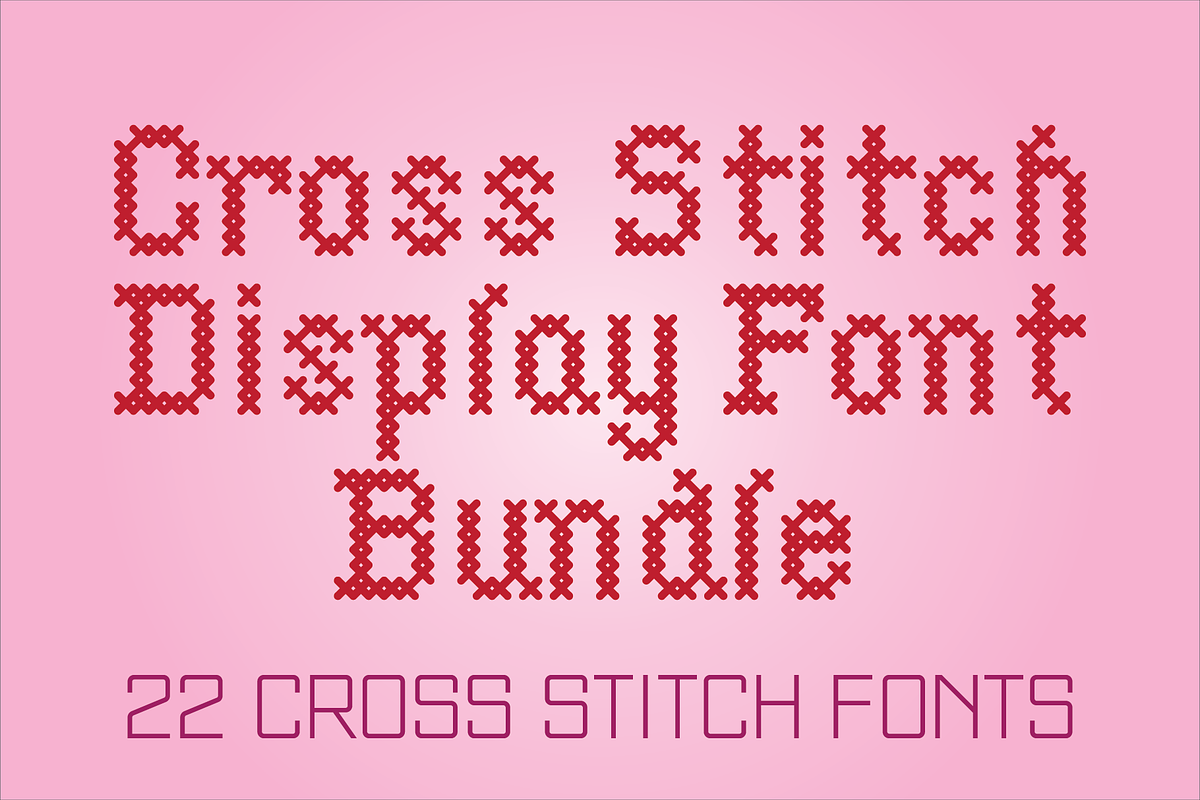Cross Stitch Display Font Bundle, a Font by GG Design (Photo 1 of 23)